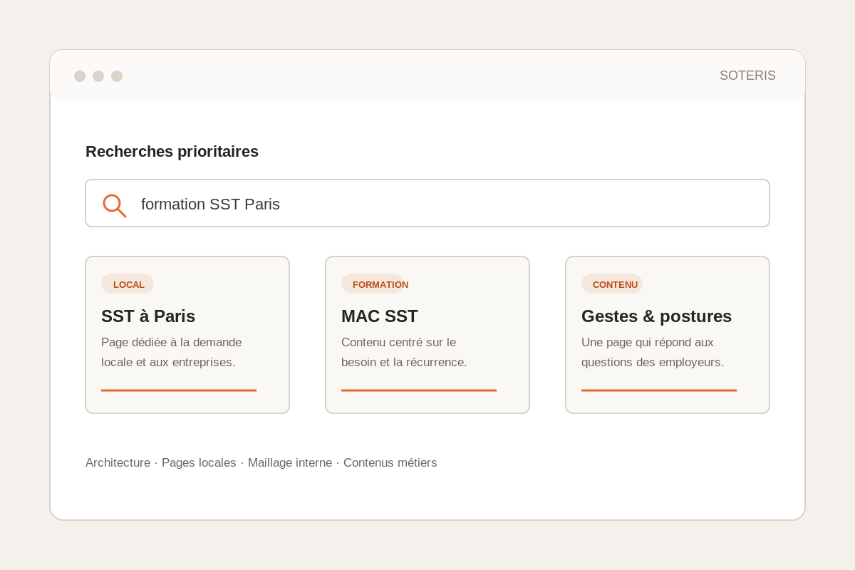Illustration du projet SEO local mené pour Soteris